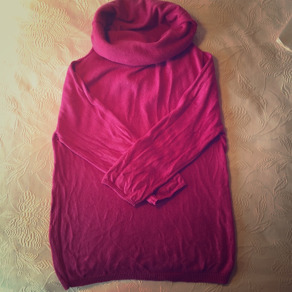 Hot Pink Cowl Neck Top. Silk/Cashmere. EUC